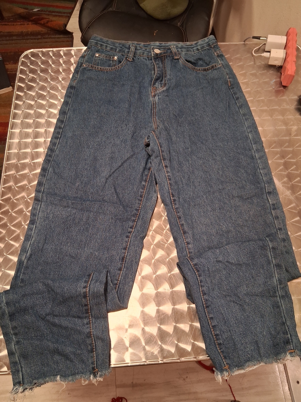 SHEIN Blue High-Waist Straight Leg Jeans